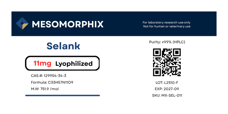 Selank 11mg (Neuropeptide / Anxiolytic)