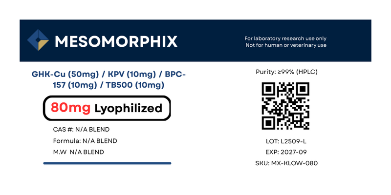 GHK-Cu (50mg) / KPV (10mg) / BPC-157 (10mg) / TB500 (10mg) Blend
